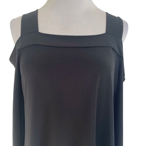 Clara Sunwoo Size Small  Top Blouse Black Cold Shoulder Slinky Liquid - Picture 2 of 7